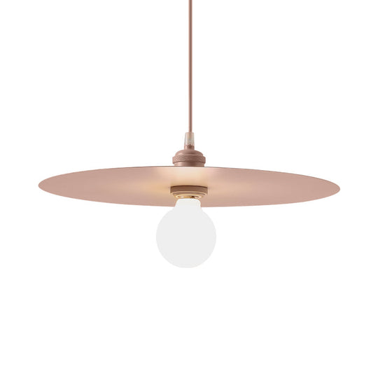 Macaron Pendant Light With Metal Disc Shade - Single Bulb Multi-Color Options