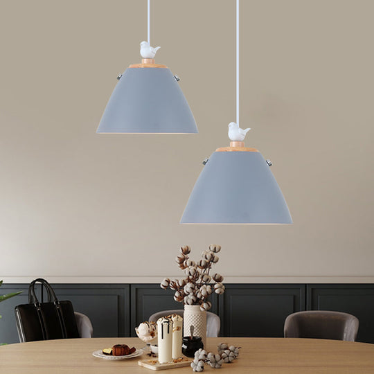 Modern Tapered Pendant Light - Grey/White/Yellow Metal Ceiling Lighting