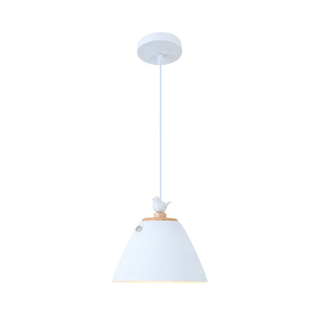 Contemporary Tapered Metal Pendant Ceiling Light - 1 In Grey White And Yellow