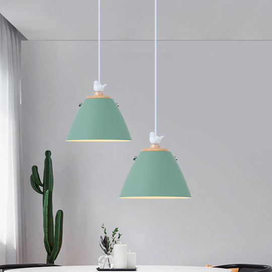Modern Tapered Pendant Light - Grey/White/Yellow Metal Ceiling Lighting
