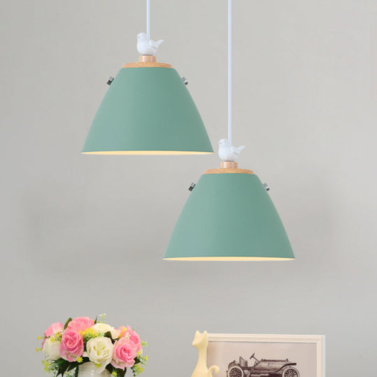 Modern Tapered Pendant Light - Grey/White/Yellow Metal Ceiling Lighting