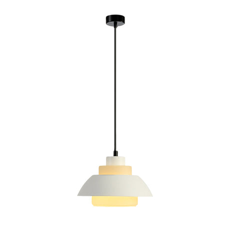 Stylish Black/White Flared Shade Hanging Lamp - Macaron 1 Light Pendant For Dining Room White