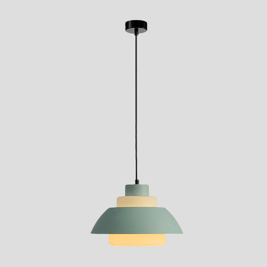 Modern Black/White Flared Shade Pendant Lamp: Macaron Stylish 1 Light Metallic Lighting For Dining