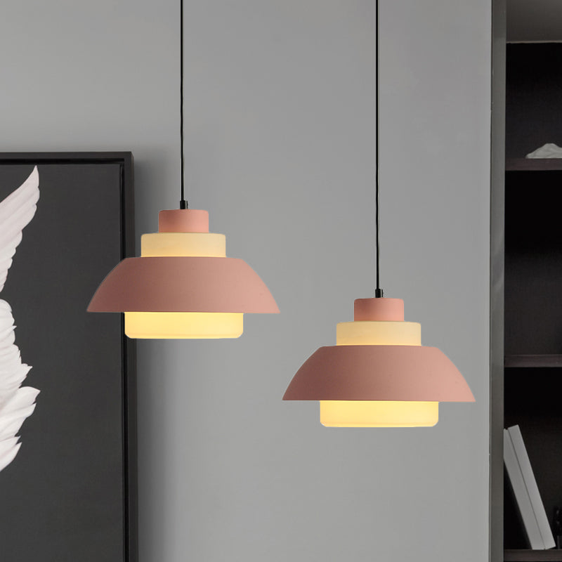 Stylish Black/White Flared Shade Hanging Lamp - Macaron 1 Light Pendant For Dining Room