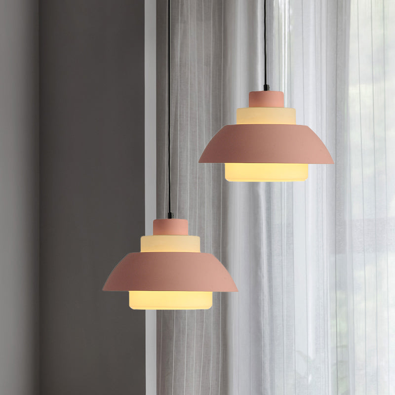 Modern Black/White Flared Shade Pendant Lamp: Macaron Stylish 1 Light Metallic Lighting For Dining