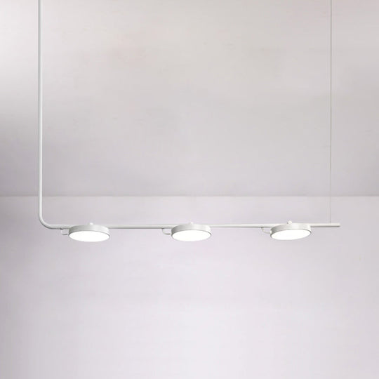 Modern Black/White Chandelier With Drum Shade - 2/3 Lights Island Lighting For Dining Room