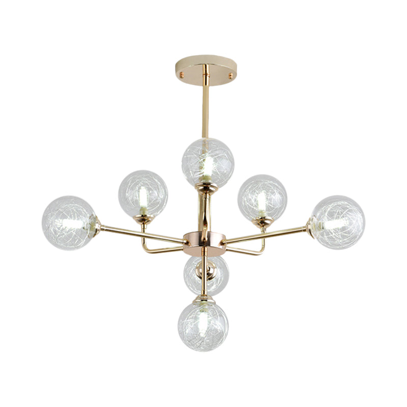 Gold Finish Post Modern Orb Chandelier - Glass Shade Hanging Lamp With 7/9/13 Lights
