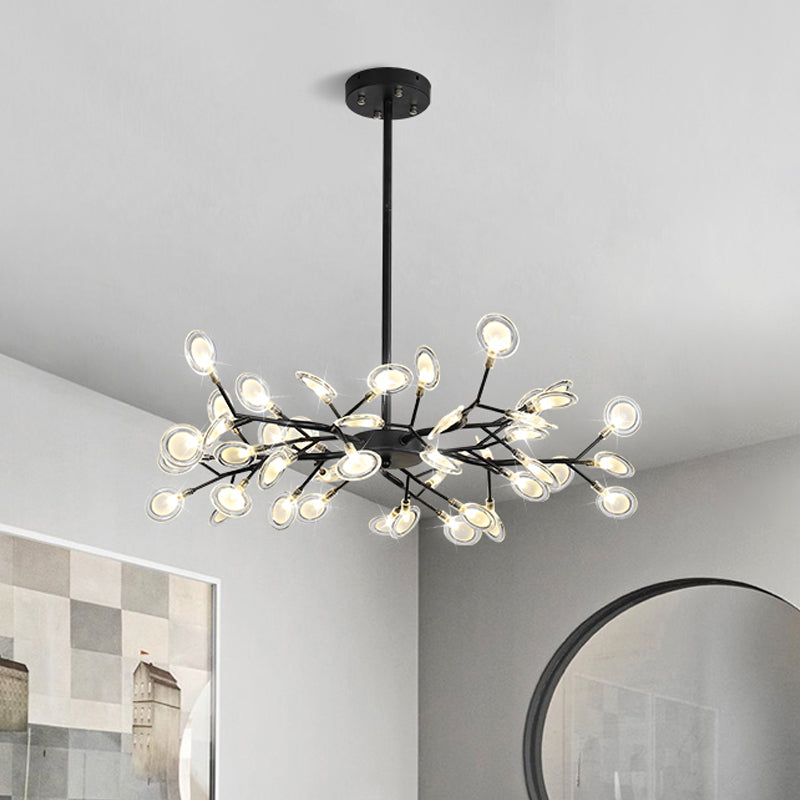 Modern Black Branching Chandelier With Metallic Multi-Light Suspension 45 /
