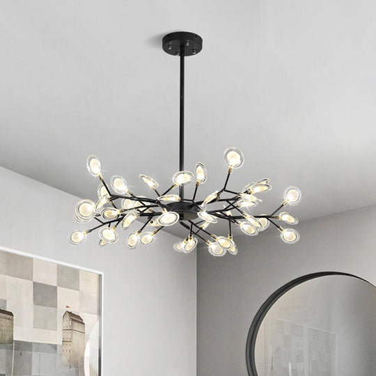 Modern Black Branching Chandelier With Metallic Multi-Light Suspension 45 /