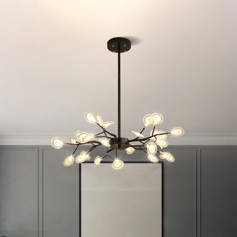 Modern Black Branching Chandelier With Metallic Multi-Light Suspension 30 /