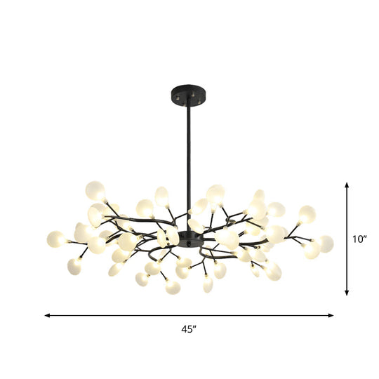 Frosted Black Branch Chandelier - Modern Metallic Suspended Light For Restaurants