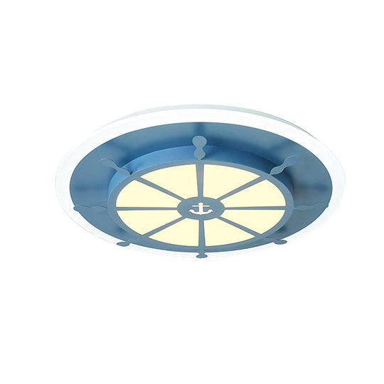 Nautical Flush Ceiling Light With Anchor Design For Bathroom Or Bedroom