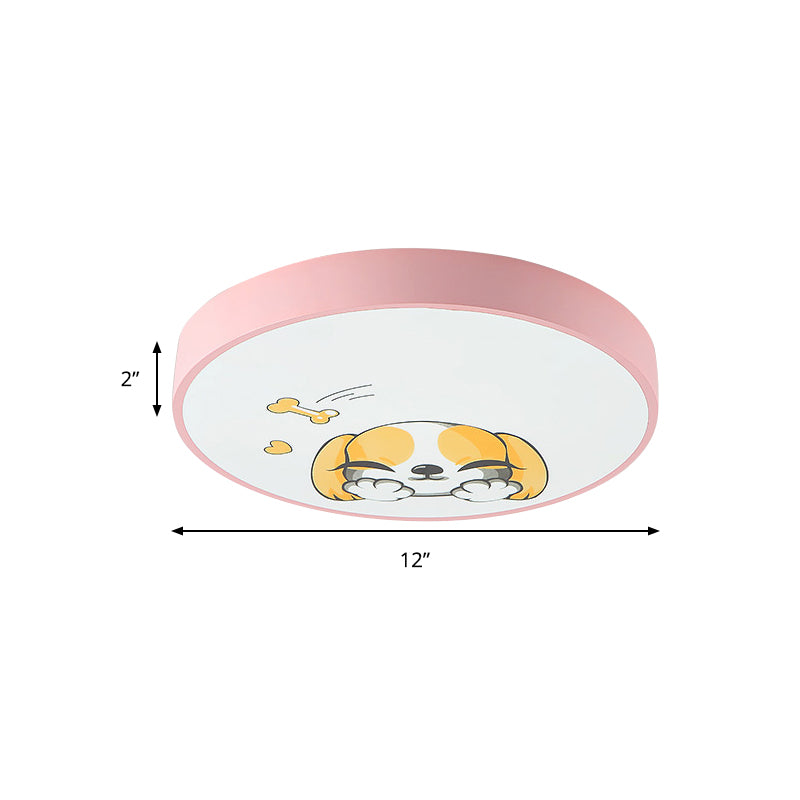 Doggy Kid Bedroom Lovely Pink Acrylic Round Flush Mount Ceiling Light