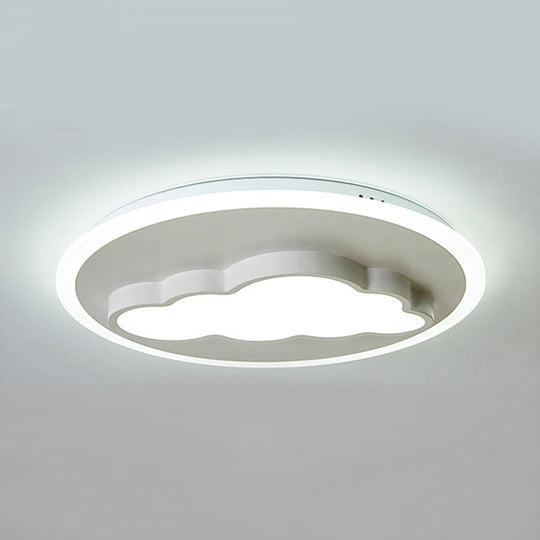 Cloud Modern Stylish Acrylic Ceiling Light- Big O Flush Mount In White For Kitchen