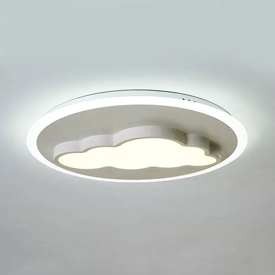 Cloud Modern Stylish Acrylic Ceiling Light- Big O Flush Mount In White For Kitchen / Warm