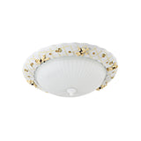 Kids Bear Flush Mount Ceiling Light For Baby Bedroom - White Fluted Glass Lamp