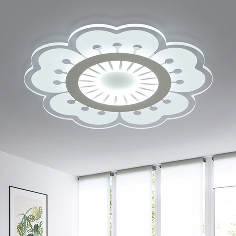 Modern Acrylic White Flush Mount Ceiling Light For Flower-Themed Living Rooms / 16.5’