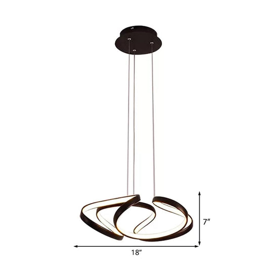 Simple Gold/Coffee Wave Acrylic Chandelier Led Hanging Lamp Ideal For Dining Room 14’’/19.5’’ Wide