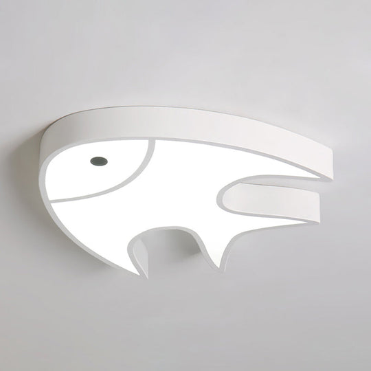 Fish Shaped Ceiling Light For Kids’ Room - White Metal & Acrylic Ideal Kindergarten