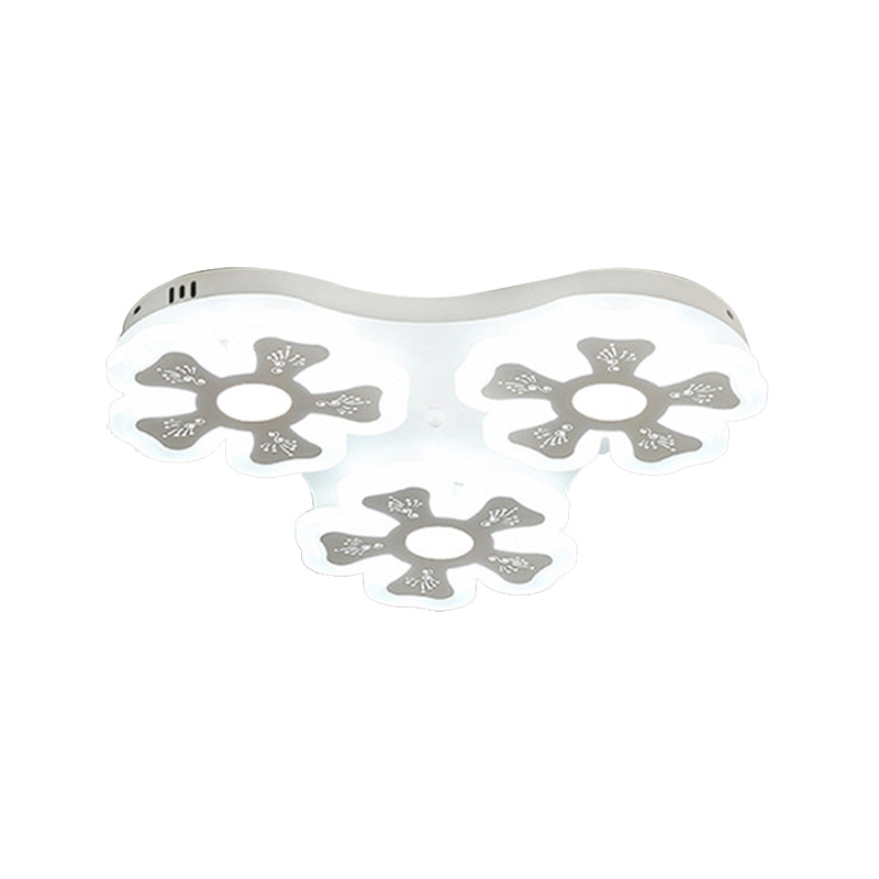 Modern Style White Floral Ceiling Lamp - Acrylic Flush Mount Light For Study Room & Corridor