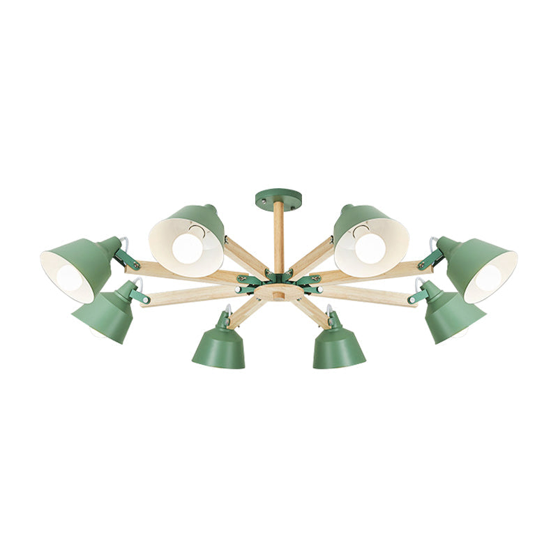 Macaron Multi-Head Metal Bucket Chandelier: Playful Hanging Light For Kindergarten