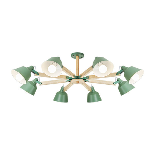 Macaron Multi-Head Metal Bucket Chandelier: Playful Hanging Light For Kindergarten