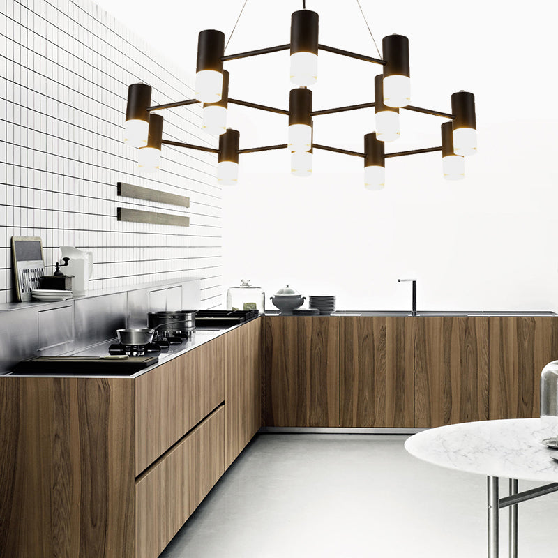 Julia - Black Modern Finish Hanging Light Honeycomb Metal Chandelier For Restaurant Cottage 13 /