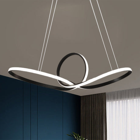 Minimalist Led Cycle Chandelier Pendant - Acrylic Warm/White Light Black/White Black / White