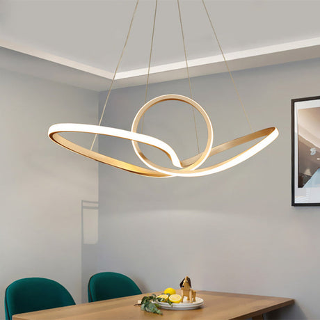 Minimalist Led Cycle Chandelier Pendant - Acrylic Warm/White Light Black/White White / Warm