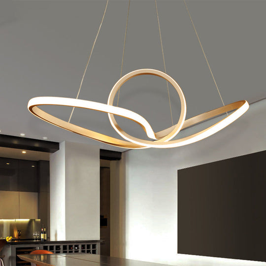 Modern Led Pendant Light - Minimalist Cycle Chandelier For Restaurant Warm/White Black/White