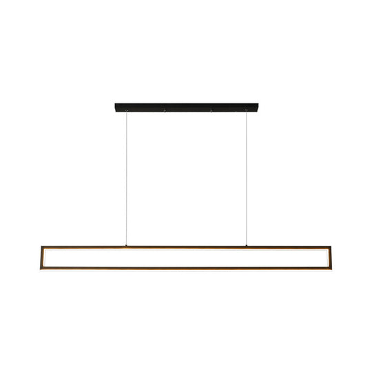 Oversized Led Island Pendant Light - Rectangular Aluminum Black Ceiling Lamp In Warm/White/Natural