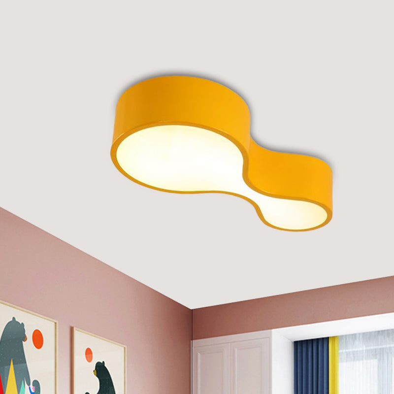 Colorful Led Flush Mount Lamp For Kids’ Corridors - Red/Yellow/Blue Finish With Gourd Acrylic