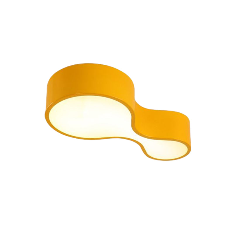 Colorful Led Flush Mount Lamp For Kids’ Corridors - Red/Yellow/Blue Finish With Gourd Acrylic Shade