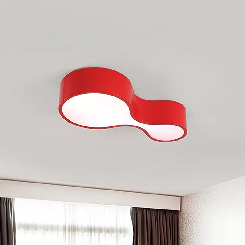 Colorful Led Flush Mount Lamp For Kids’ Corridors - Red/Yellow/Blue Finish With Gourd Acrylic Shade