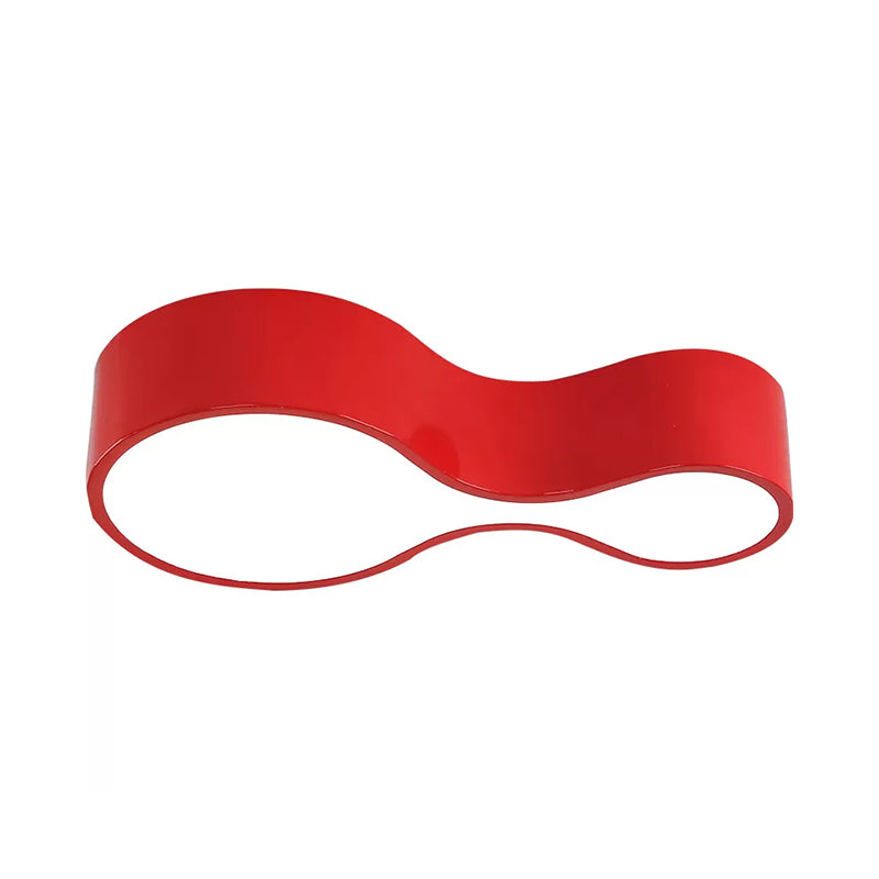 Colorful Led Flush Mount Lamp For Kids’ Corridors - Red/Yellow/Blue Finish With Gourd Acrylic Shade