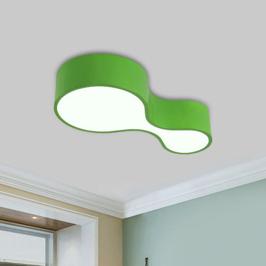 Colorful Led Flush Mount Lamp For Kids’ Corridors - Red/Yellow/Blue Finish With Gourd Acrylic