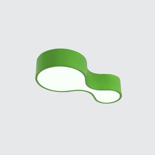 Colorful Led Flush Mount Lamp For Kids’ Corridors - Red/Yellow/Blue Finish With Gourd Acrylic Shade