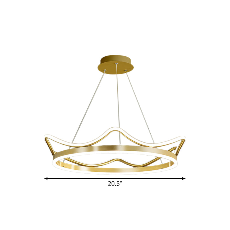 Modern Gold Crown Chandelier - Stylish 20.5’/27.5’ Dia Led Pendant Light In Warm/White