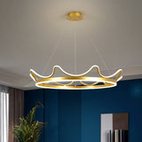 Modern Gold Crown Chandelier Led Pendant Light - 20.5/27.5 Dia Warm/White / 27.5 White