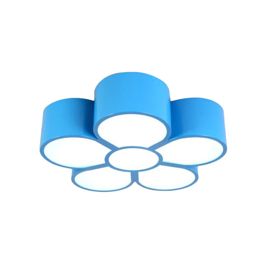 Plum Blossom Led Flushmount Lighting For Kids Kindergarten Ceiling - Red/Yellow/Blue