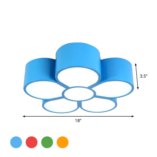 Plum Blossom Led Flushmount Lighting For Kids’ Kindergarten Ceiling - Red/Yellow/Blue