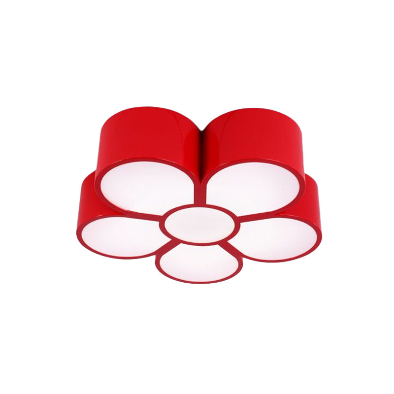 Plum Blossom Led Flushmount Lighting For Kids Kindergarten Ceiling - Red/Yellow/Blue