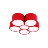 Plum Blossom Led Flushmount Lighting For Kids Kindergarten Ceiling - Red/Yellow/Blue