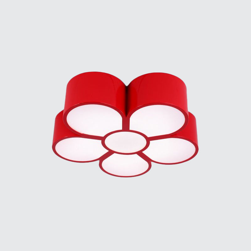Plum Blossom Led Flushmount Lighting For Kids’ Kindergarten Ceiling - Red/Yellow/Blue