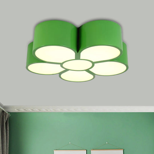Plum Blossom Led Flushmount Lighting For Kids Kindergarten Ceiling - Red/Yellow/Blue Green