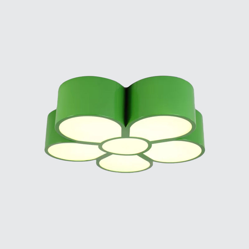 Plum Blossom Led Flushmount Lighting For Kids’ Kindergarten Ceiling - Red/Yellow/Blue