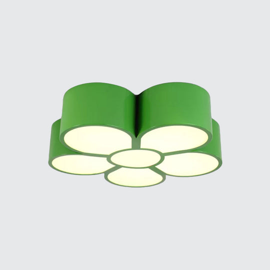 Plum Blossom Led Flushmount Lighting For Kids’ Kindergarten Ceiling - Red/Yellow/Blue