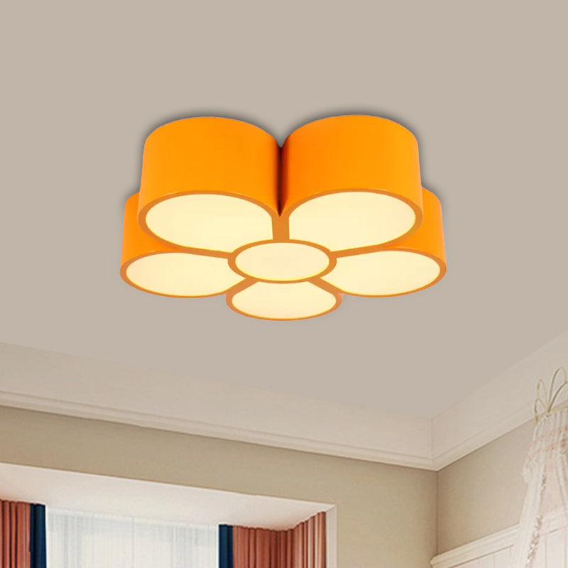 Plum Blossom Led Flushmount Lighting For Kids’ Kindergarten Ceiling - Red/Yellow/Blue