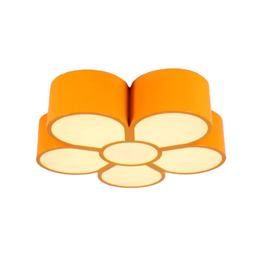 Plum Blossom Led Flushmount Lighting For Kids’ Kindergarten Ceiling - Red/Yellow/Blue