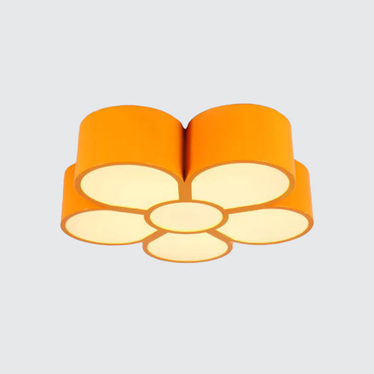 Plum Blossom Led Flushmount Lighting For Kids Kindergarten Ceiling - Red/Yellow/Blue